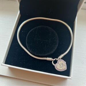 Silver Pandora Heart Charm Bracelet